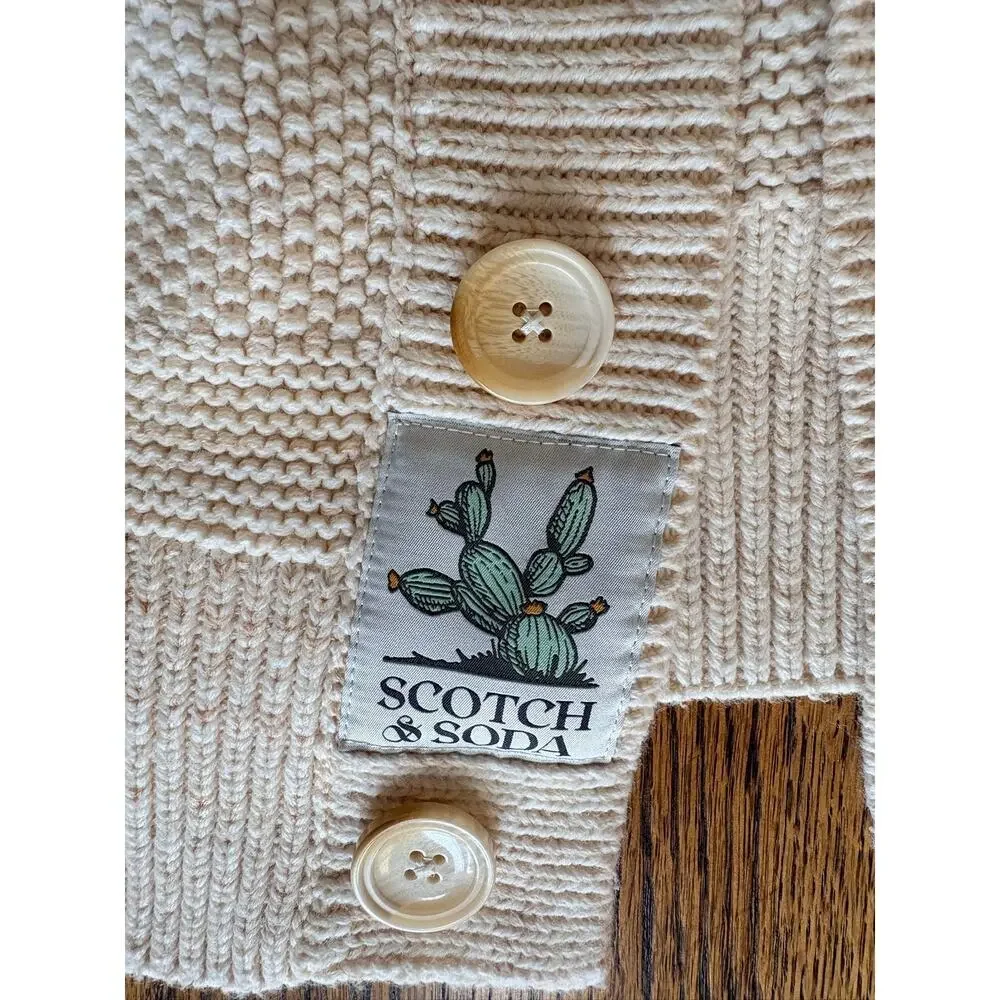 Scotch & Soda Americana Embroidered Cardigan Sweater Mens L Palm Tree Rare